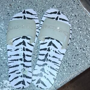 Zebra Print Slide Sandals